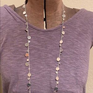 Silver coin discs necklace. Long